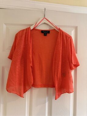 Perceptions Coral Open-Front Short Bolero